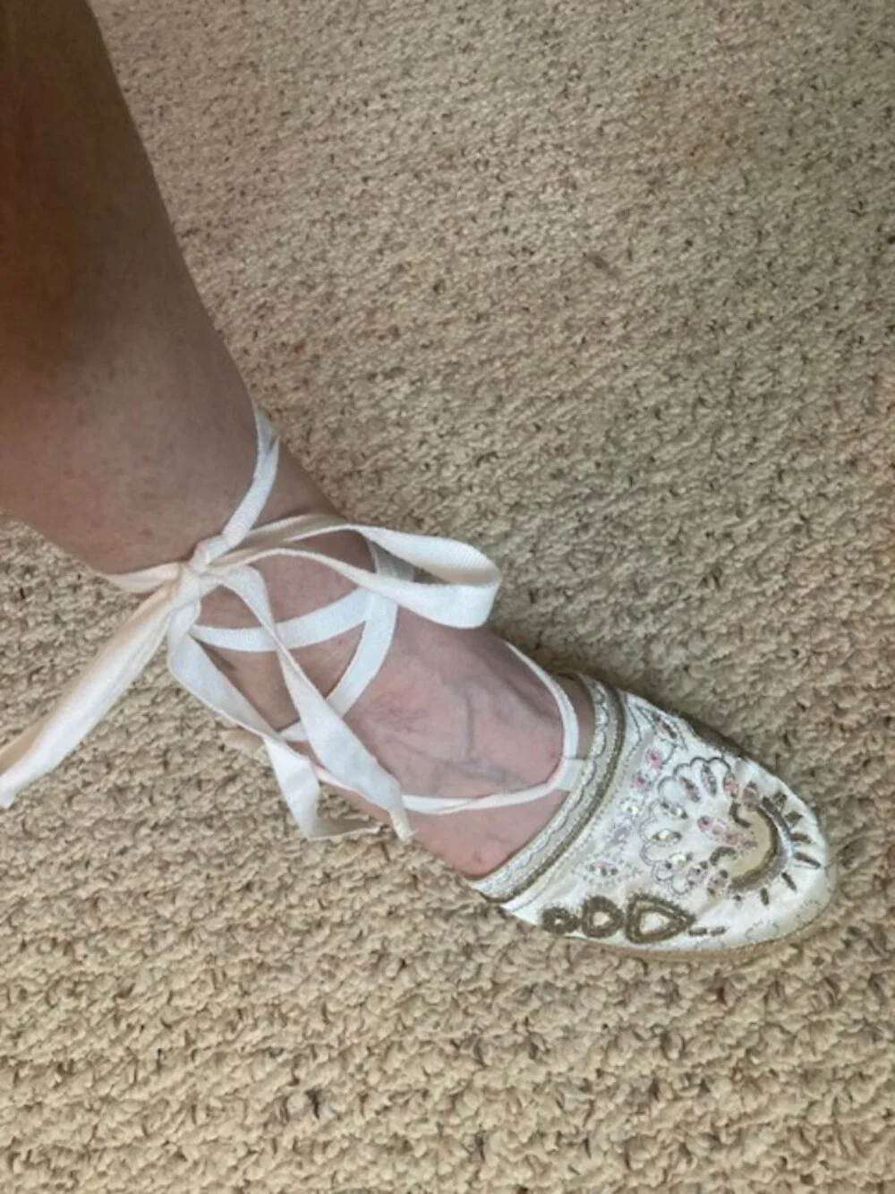 Satin Beaded Espadrilles
